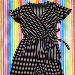 Navy, White, + Brown Striped Apt 9 Jumpsuit